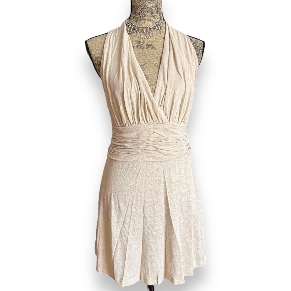 ⚡️10$ sale⚡️ Bandolino Cream Sparkly Halter Dress Size 14